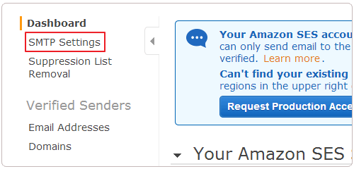 Amazon SES打开SMTP