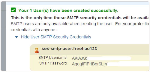 Amazon SES生成账号和密码