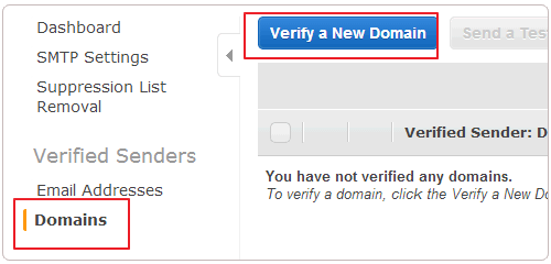 Amazon SES添加验证的域名